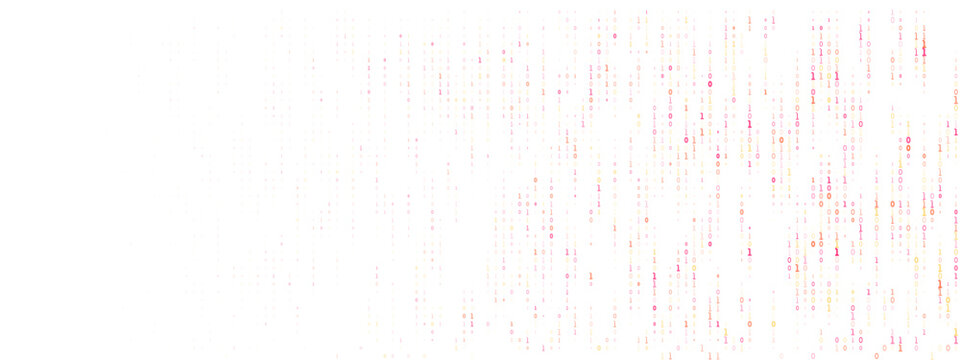 Pink binary code digital rain background for feminine cybersecurity and data privacy concepts
