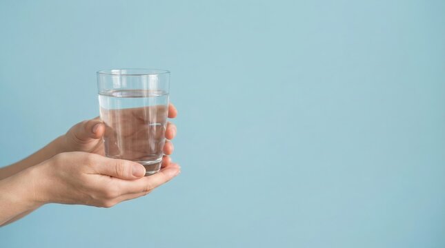 Person holding a glass of clear water