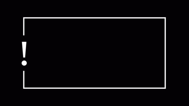 Minimal Warning Frame with Exclamation Mark and Copy space animation. Exclamation mark frame for quizzes and FAQs. Game announcement message. Answer exclamation mark animation with alpha channel.