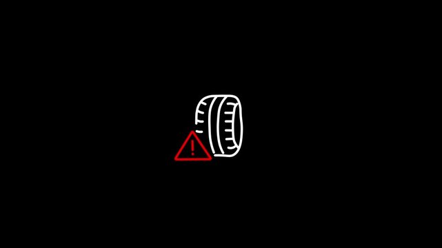 Car Tire Pressure Warning Icon With Flat Tire Alert And Safety Triangle. flat tire detection, and vehicle safety monitoring.