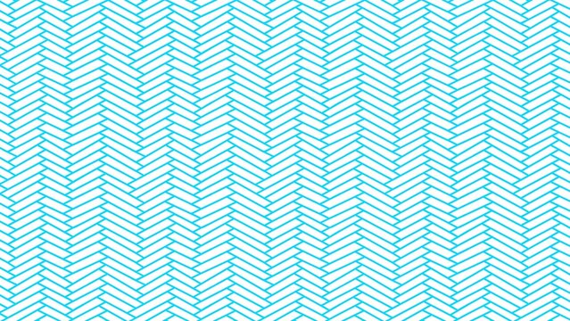 Bright cyan seamless geometric herringbone pattern repeated tiling a vibrant background design
