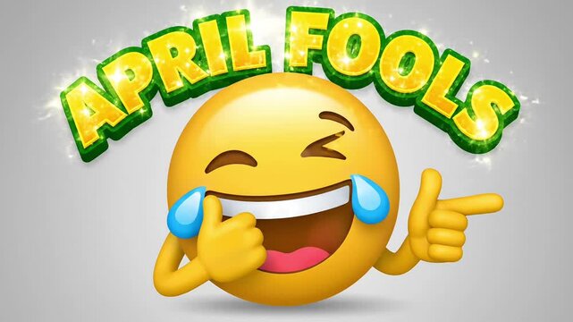 Laughing Emoji Celebrating April Fools' Day with a Playful Gesture