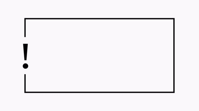 Minimal Warning Frame with Exclamation Mark and Copy space animation. Exclamation mark frame for quizzes and FAQs. Game announcement message. Answer exclamation mark animation with alpha channel.