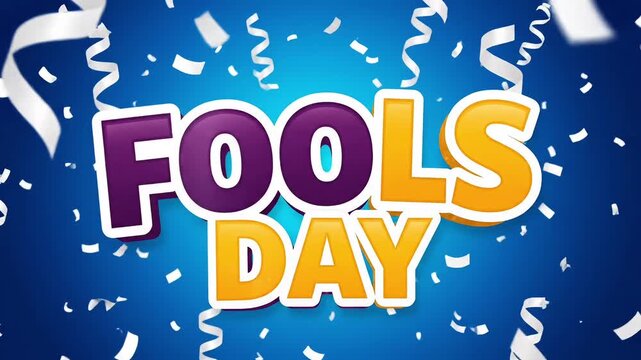 April Fools' Day Celebration Background with Colorful Text and Confetti