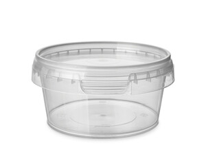 Plastikowy przezroczysty pojemnik, opakowanie na białym tle. © piotrszczepanek