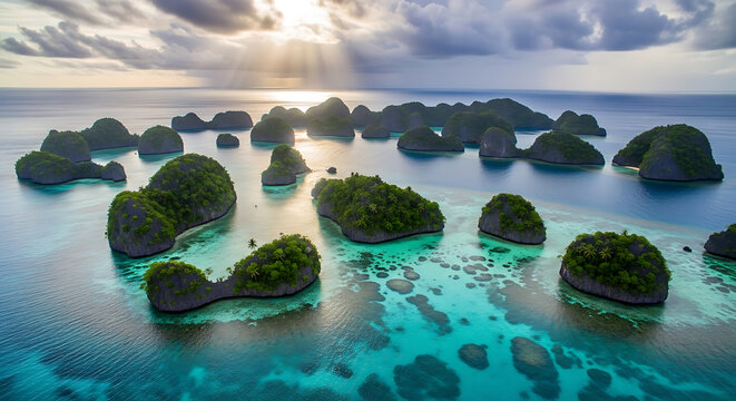 Majestic coastal landscape of West Papua with limestone formations