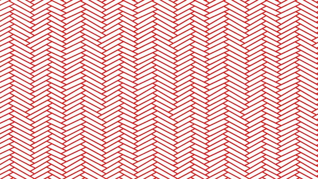 Seamless repeating red and white pattern featuring classic herringbone geometric tile design
