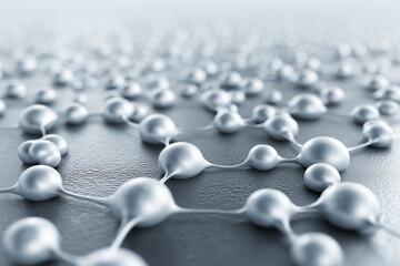Obraz premium Embossed Molecular Pattern on Brushed Metal with Raking Light Relief Detail