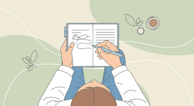 Creative process illustrated: Individual journaling in a notebook and conceptual sketching