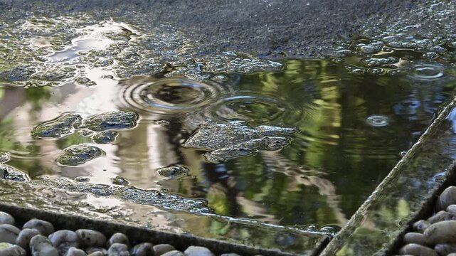 屋根から滴る雨水