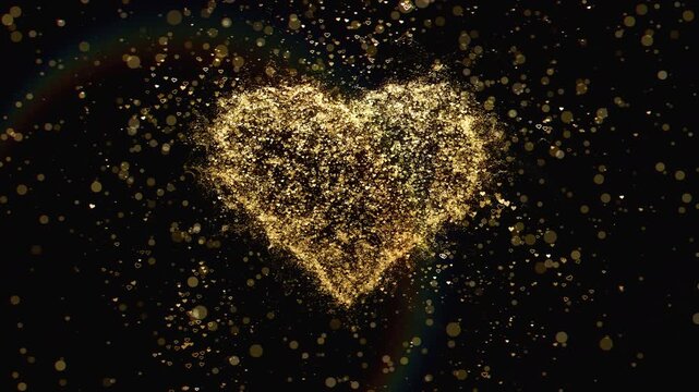 4k l Seamless loop video of radiant floating hearts and particles for romantic award ceremonies, for VJ sets, high-tech club visuals,  electronic music festivals, stage screens and for LED video walls