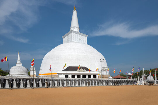 Ancient Dagoba Ruwanveliseya on a deserted morning. Anuradhapura, Sri Lanka