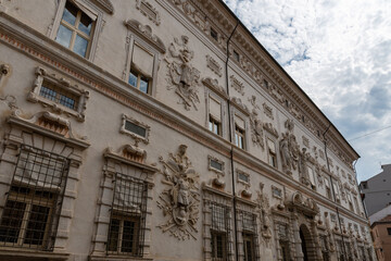 Fototapeta premium Bentivoglio palace (Palazzo Bentivoglio) exterior, facade in Ferrara, Italy