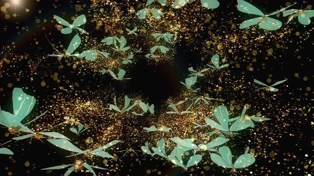 4k loop video of Elegant butterfly-effect particle vortex for grand opening events and success recognition, for VJ sets, club visuals,  electronic music festivals, stage screens and for LED