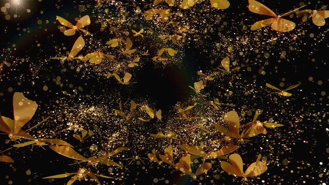 4k loop video of Elegant butterfly-effect particle vortex for grand opening events and success recognition, for VJ sets, club visuals,  electronic music festivals, stage screens and for LED