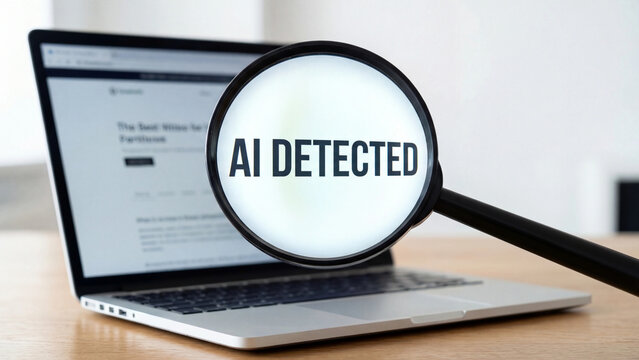 AI content detection and artificial intelligence generated text identification concept for academic integrity digital authenticity verification and plagiarism awareness