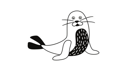 A cartoon seal with a flippers and whiskers on a white background © logo master