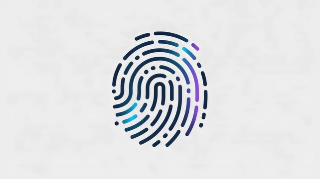 Minimalist blue biometric fingerprint icon &ndash; Great for secure access apps, digital identity verification, or IT security services.