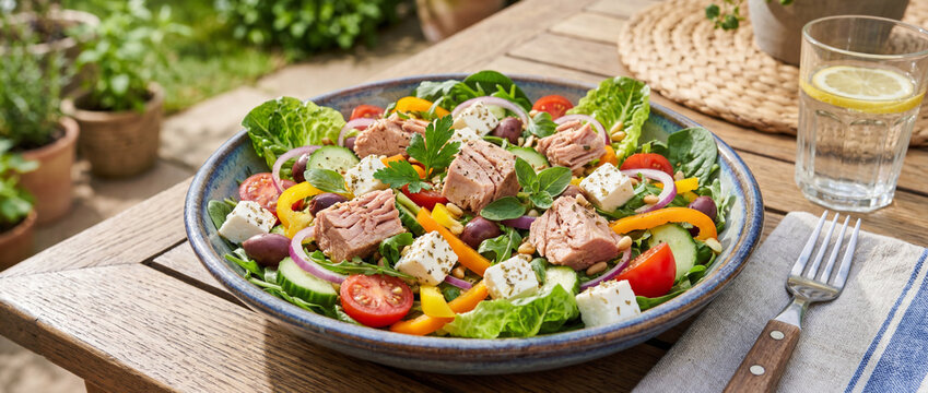 Salat mit Feta und Thunfisch