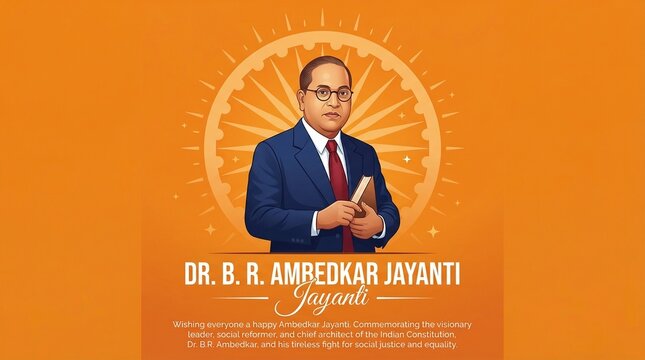 Happy Dr. Ambedkar Jayanti post and greeting card, birthday celebration of Dr. Bhimrao Ambedkar Vector illustration, 14th April.