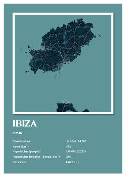 Ibiza - Spain Aster Night Maps Information