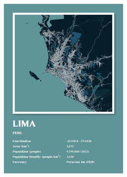 Lima - Peru Aster Night Maps Information