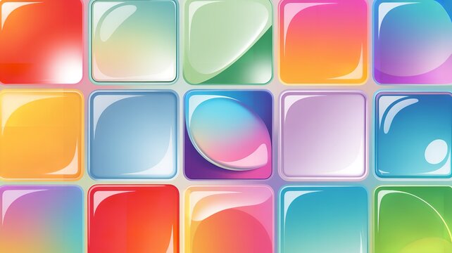Colourful glossy square tiles with gradients in vibrant 3D abstract grid vector illustration