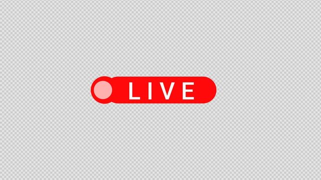 Live Streaming Button Animation Broadcast Indicator Social Media Overlay.