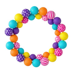 Fototapeta premium Colorful circular arrangement of small easter eggs in vibrant pastel colors