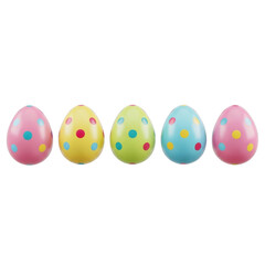 Fototapeta premium Colorful easter eggs with decorative spots aligned in a row