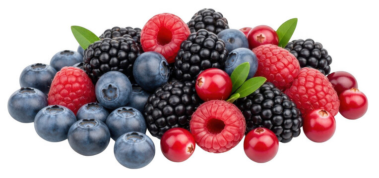 Assorted berries including blueberries blackberries raspberries and cranberries