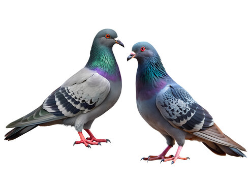 two pigeon isolated on white background