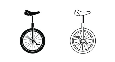 Two unicycle illustrations one solid black one outlined in white © msunny93