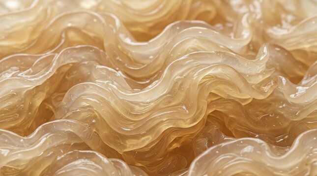 Macro texture of translucent sea moss gel folds. Natural skincare and wellness background concept.