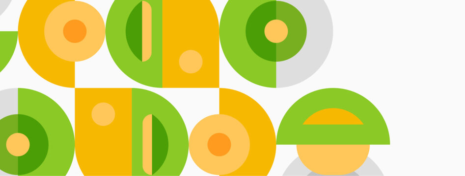 Retro typography spells adobe. Geometric shapes, orange, yellow, green colors create playful design. Minimalist aesthetic, modern branding.