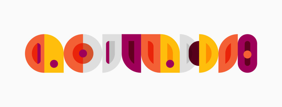 Abstract geometric shapes form word google. Colorful design uses maroon, pink, gray tones. Minimalist style, flat vector illustration.
