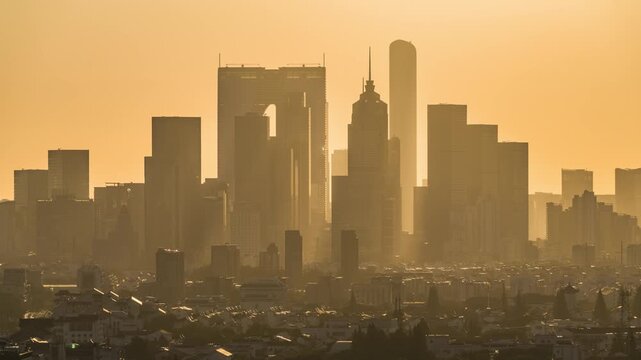 Sunrise Time-lapse of Suzhou Gate with Tyndall effect, Suzhou Industrial Park, China