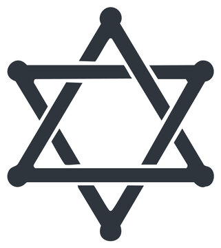 Geometric dark blue Star of David symbol isolated