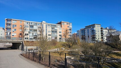 Fototapeta premium Sweden. Houses and streets in the city of Linköping. Östergötland province.