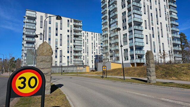Sweden. Houses and streets in the city of Link&ouml;ping. &Ouml;sterg&ouml;tland province.