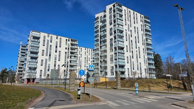 Sweden. Houses and streets in the city of Link&ouml;ping. &Ouml;sterg&ouml;tland province.