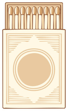 Matchbox Filled with Matches Close-Up, Classic Design and Vintage Style in Muted Tan Hues