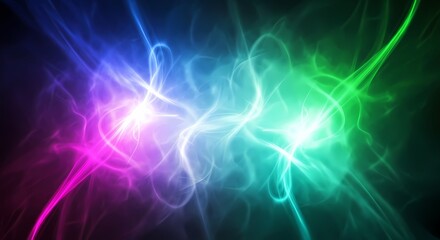 Obraz premium Abstract colorful electric light waves with glowing neon effect.