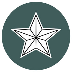 Fototapeta premium Geometric star emblem inside of a teal green circle