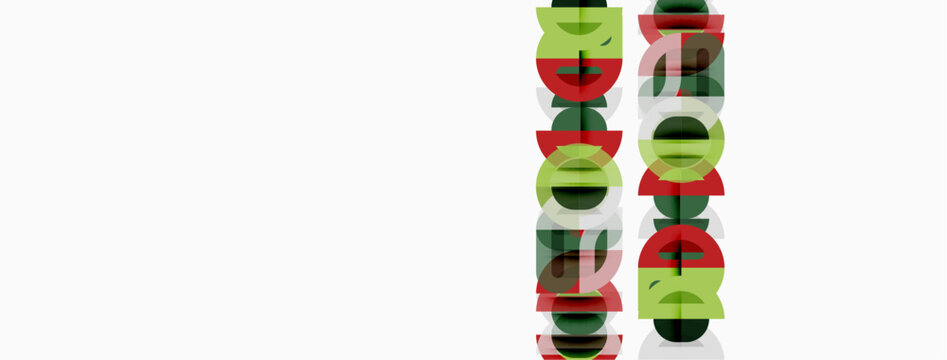 Vertical arrangement displays repeated 010 pattern. Colors include red, green, black, white. Simple design on white background.