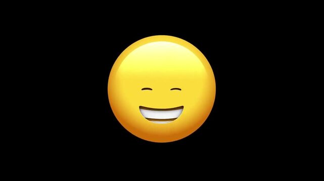 Beaming Face Animated Emoji. Alpha channel, transparent background. 4K resolution loop animation.