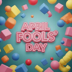Naklejka premium Celebrating april fools day with playful and colorful geometric shapes.