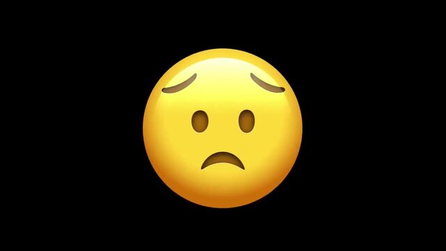 Disappointed Face Animated Emoji. Alpha channel, transparent background.