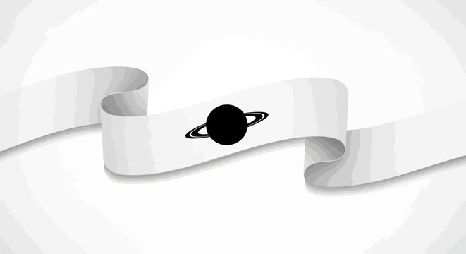 Saturn Icon on Curved White Ribbon.
