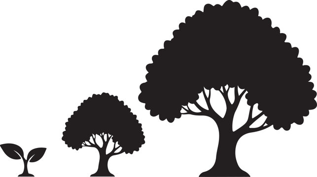Tree Growth Nature Silhouette Icon.